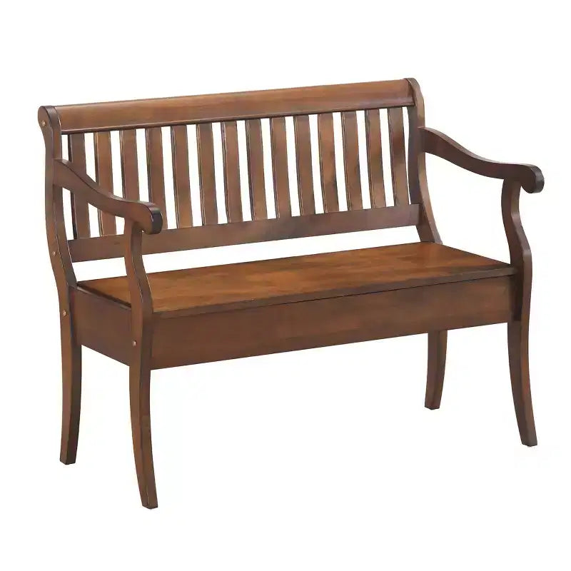 Banco de almacenamiento con tapa elevable de madera natural para 2 personas