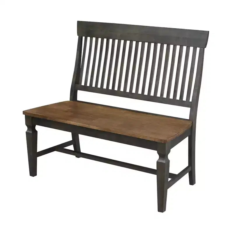 Banco de madera natural de 2 plazas con reposabrazos