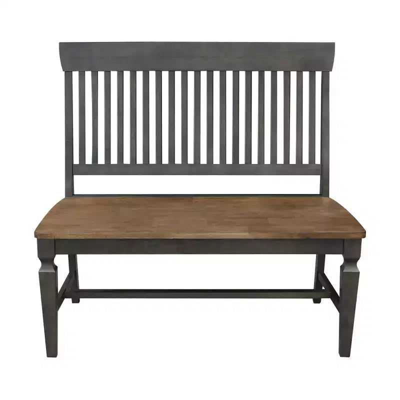 Banco de madera natural de 2 plazas con reposabrazos