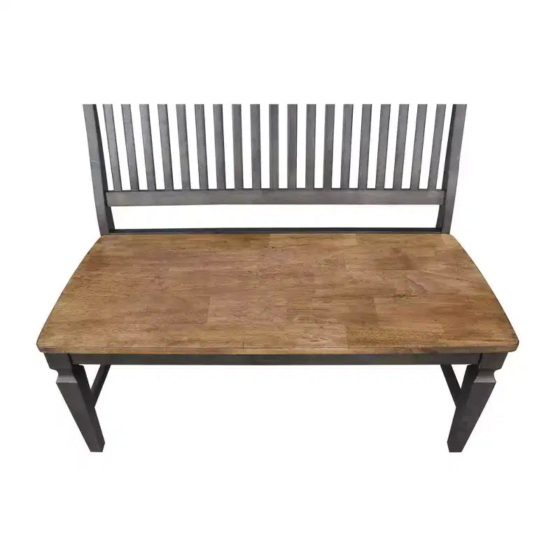 Banco de madera natural de 2 plazas con reposabrazos