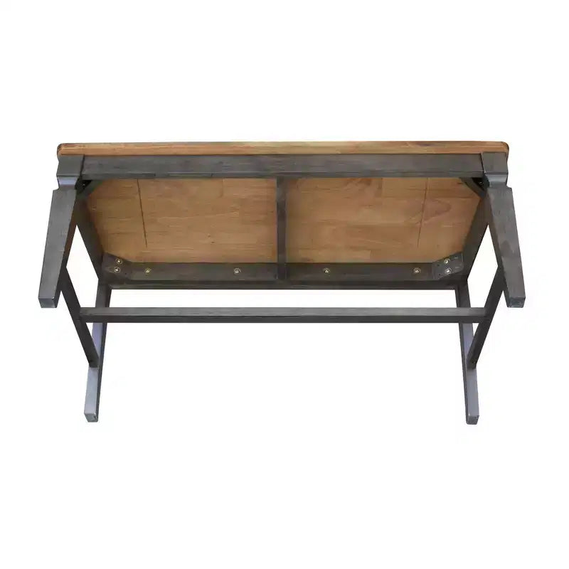 Banco de madera natural de 2 plazas con reposabrazos