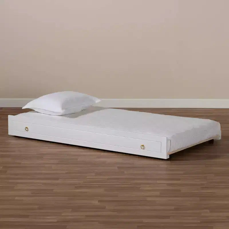 Cama nido doble blanca con cama extraíble — Capacidad para 2 personas