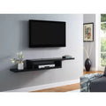 Estante de pared flotante blanco con almacenamiento dividido, 3 estantes, montaje para 1 persona