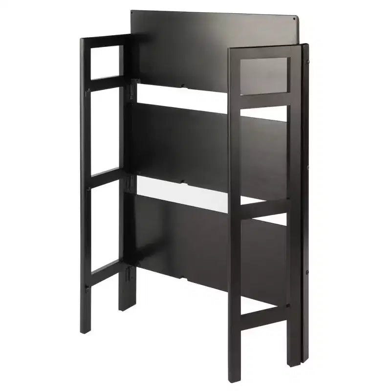 Estantería plegable de 3 estantes negra/nogal, montaje por 1 persona