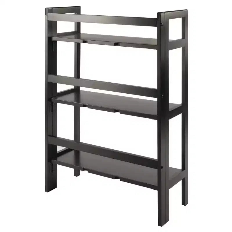 Estantería plegable de 3 estantes negra/nogal, montaje por 1 persona