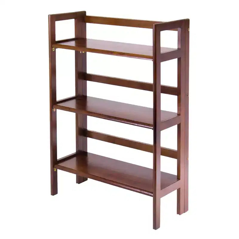 Estantería plegable de 3 estantes negra/nogal, montaje por 1 persona
