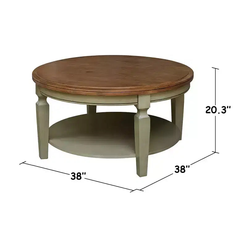 Mesa de centro redonda de madera natural/marrón/nogal americano