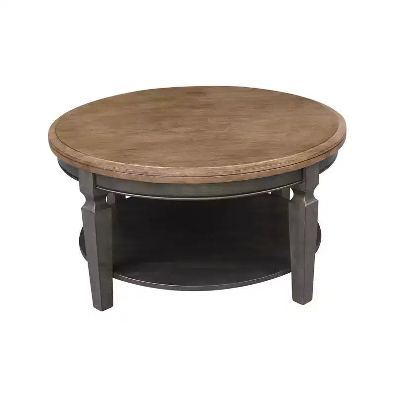 Mesa de centro redonda de madera natural/marrón/nogal americano