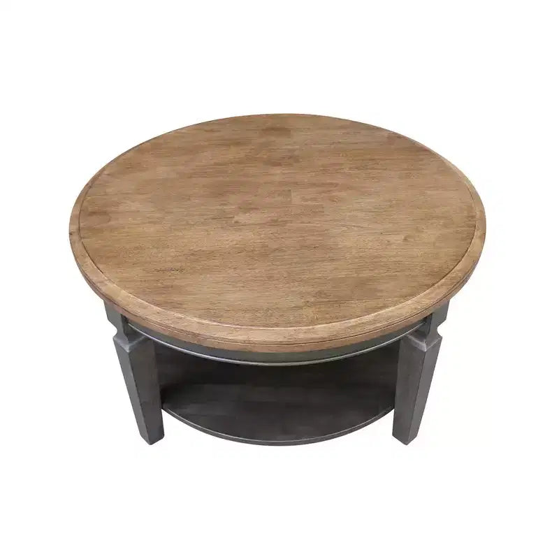 Mesa de centro redonda de madera natural/marrón/nogal americano