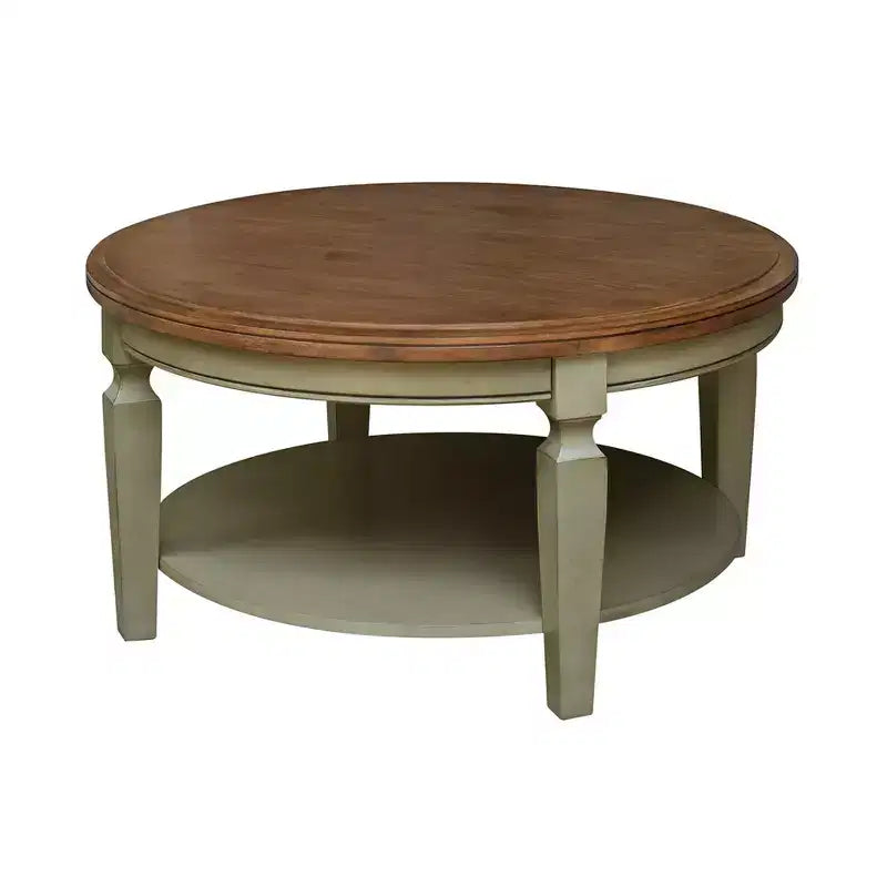 Mesa de centro redonda de madera natural/marrón/nogal americano