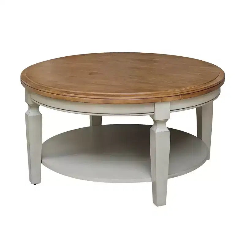Mesa de centro redonda de madera natural/marrón/nogal americano