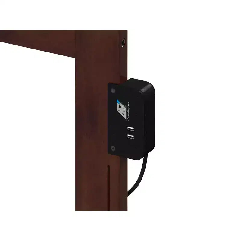 Cabecero curvado de madera Queen con carga USB — Espresso / Nogal