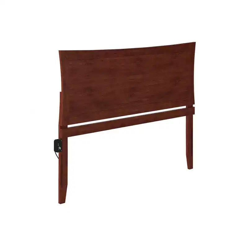 Cabecero curvado de madera Queen con carga USB — Espresso / Nogal