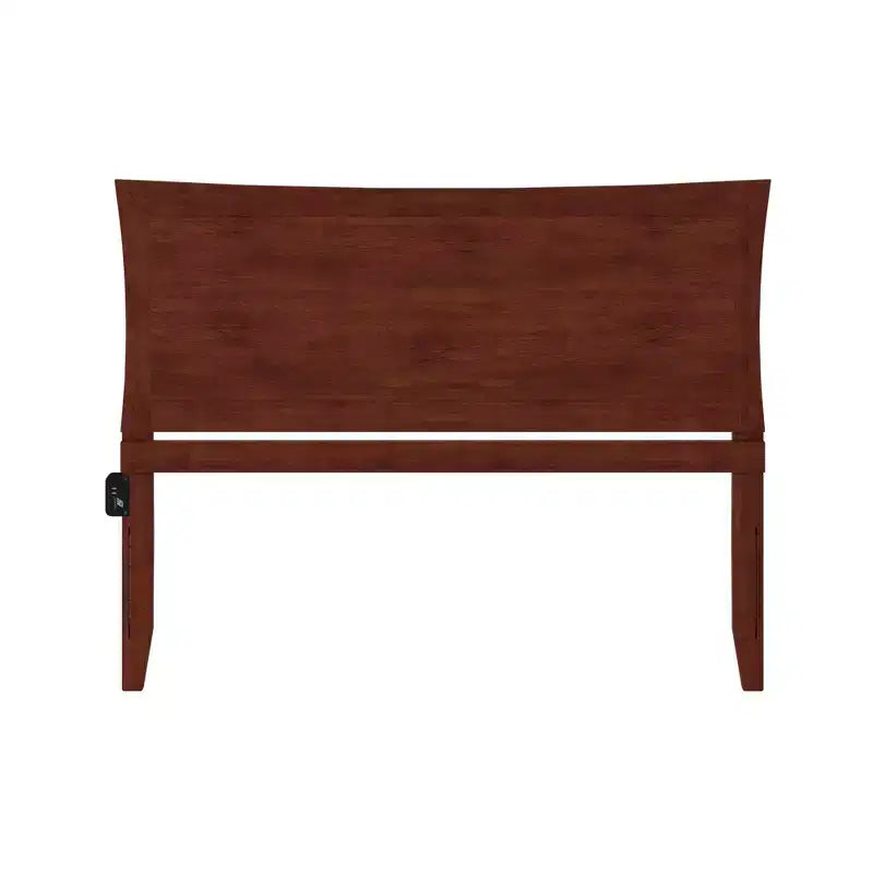 Cabecero curvado de madera Queen con carga USB — Espresso / Nogal