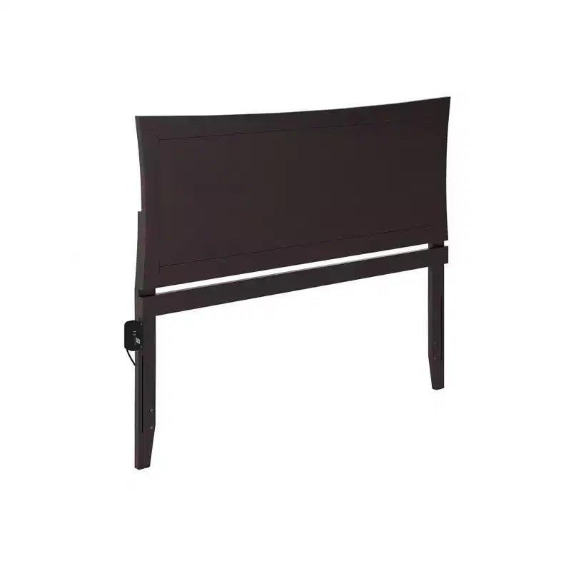 Cabecero curvado de madera Queen con carga USB — Espresso / Nogal