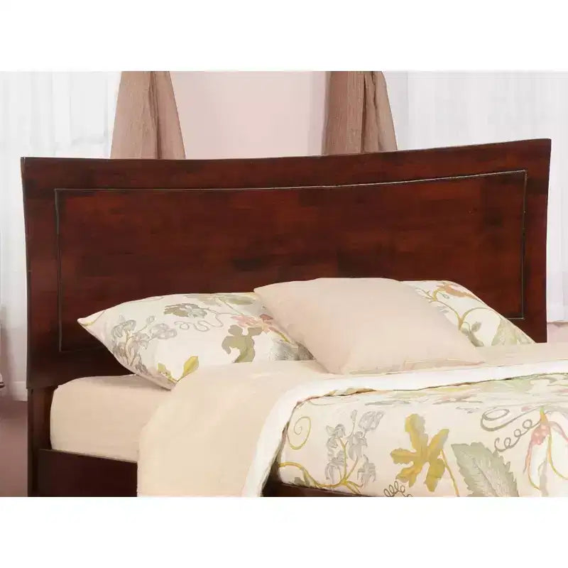 Cabecero curvado de madera Queen con carga USB — Espresso / Nogal