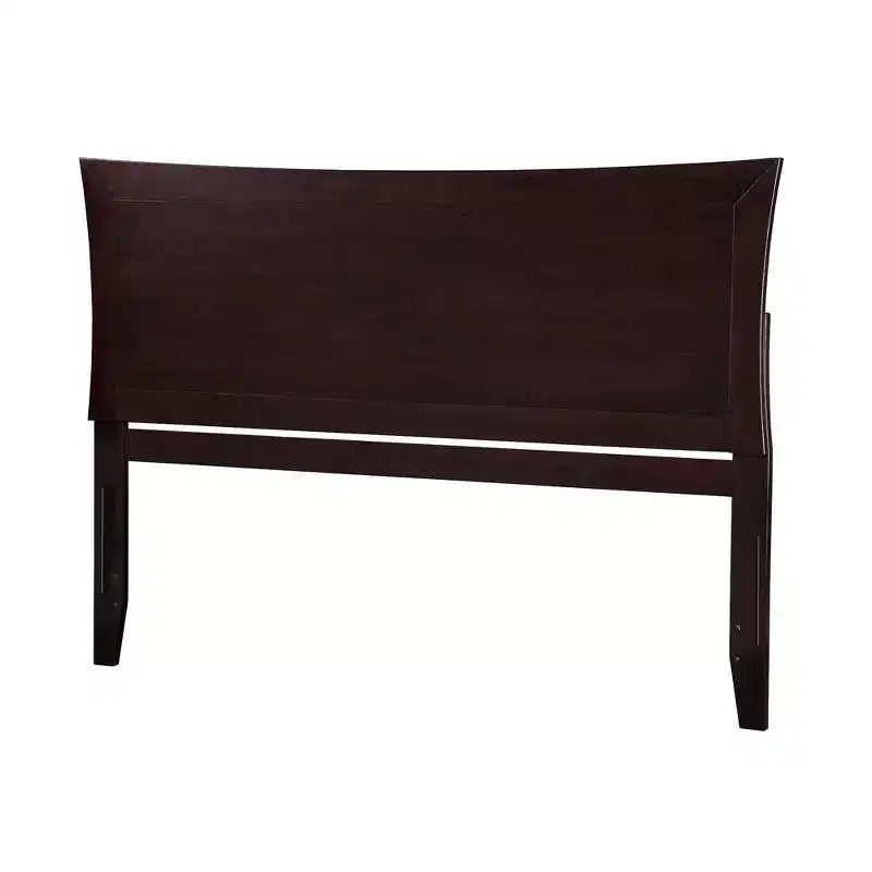 Cabecero curvado de madera Queen con carga USB — Espresso / Nogal