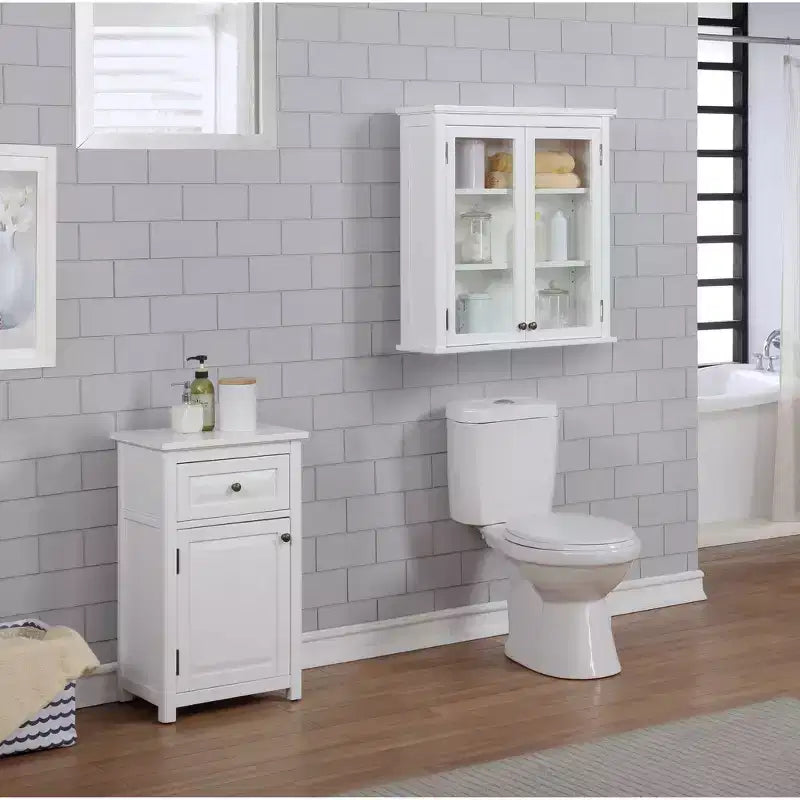 Armario de Almacenamiento de Baño de Piso Blanco – Puerta Única, Con/Sin Cajones