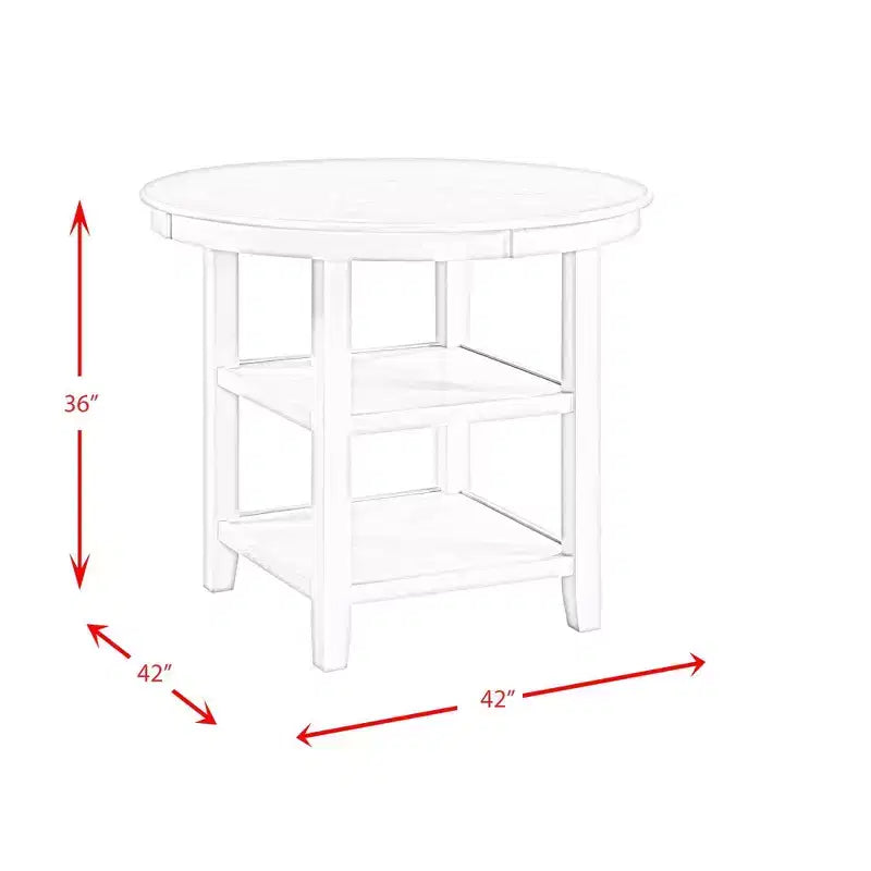 Mesa de comedor redonda a la altura de mostrador en crema/nogal – 4 asientos