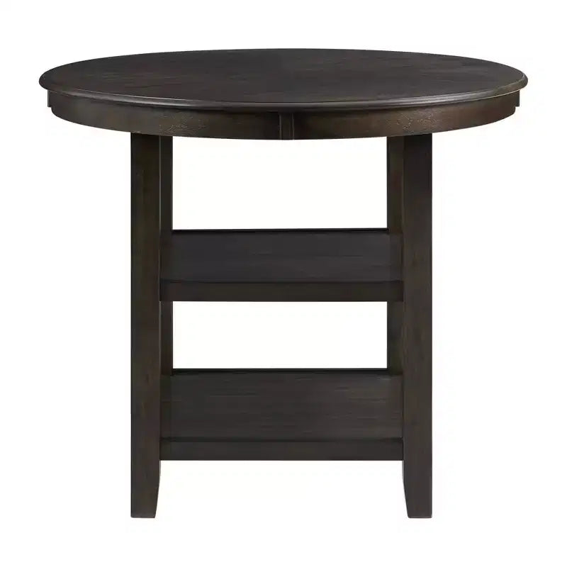 Mesa de comedor redonda a la altura de mostrador en crema/nogal – 4 asientos