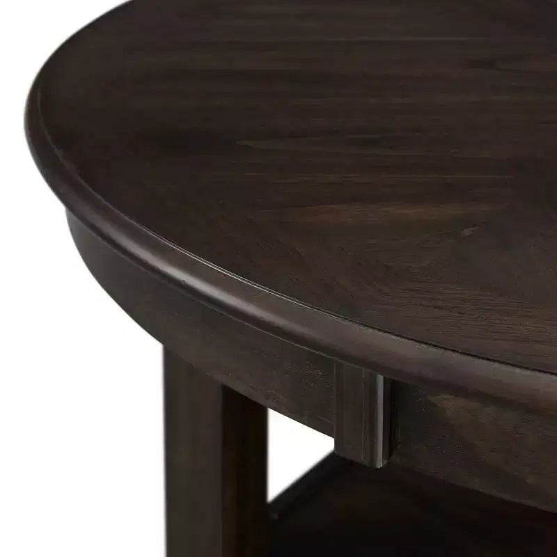 Mesa de comedor redonda a la altura de mostrador en crema/nogal – 4 asientos