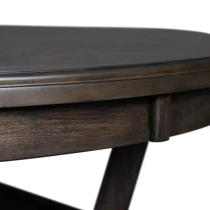 Mesa de comedor redonda a la altura de mostrador en crema/nogal – 4 asientos