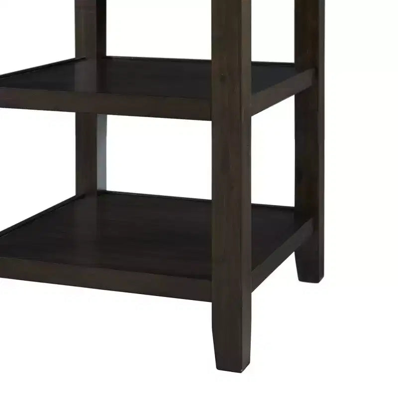 Mesa de comedor redonda a la altura de mostrador en crema/nogal – 4 asientos
