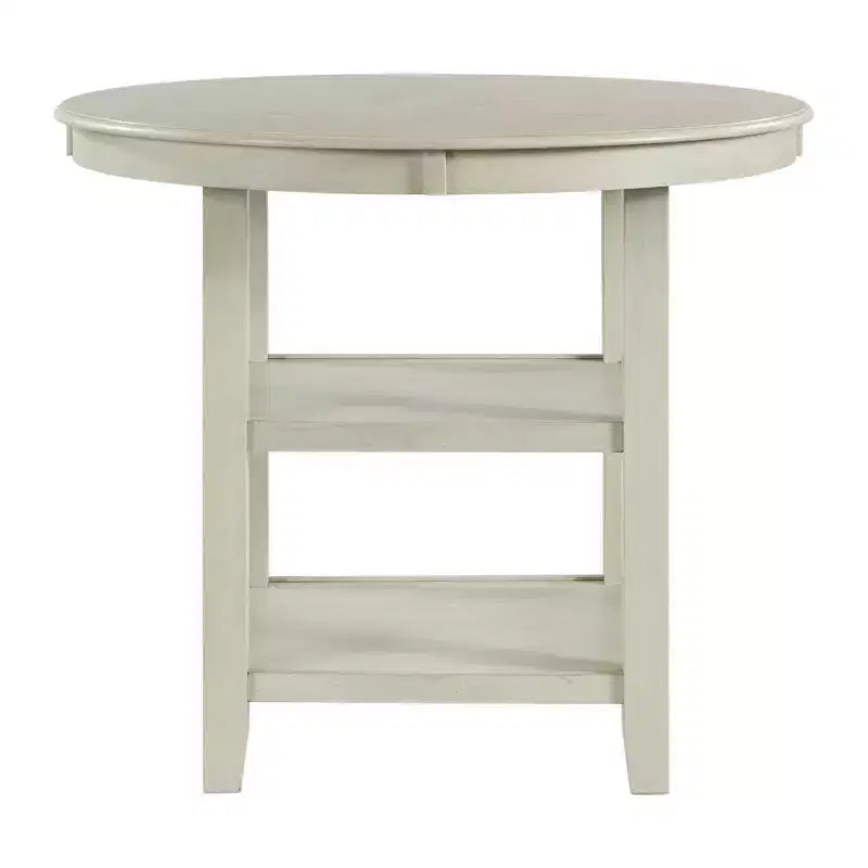 Mesa de comedor redonda a la altura de mostrador en crema/nogal – 4 asientos