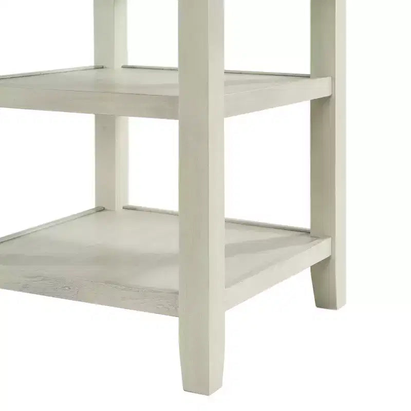 Mesa de comedor redonda a la altura de mostrador en crema/nogal – 4 asientos