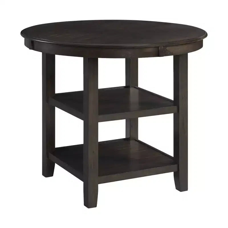 Mesa de comedor redonda a la altura de mostrador en crema/nogal – 4 asientos