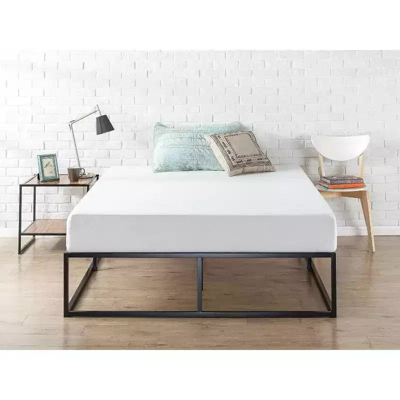 Estructura de cama con plataforma de madera negra – No necesita somier, 1 persona, desde individual hasta king