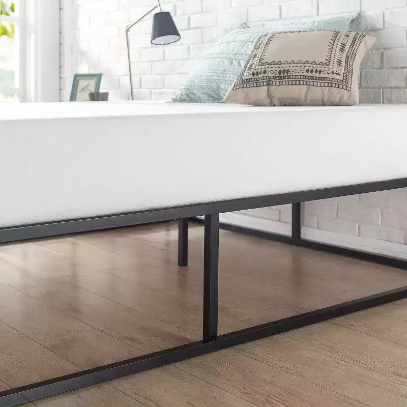 Estructura de cama con plataforma de madera negra – No necesita somier, 1 persona, desde individual hasta king