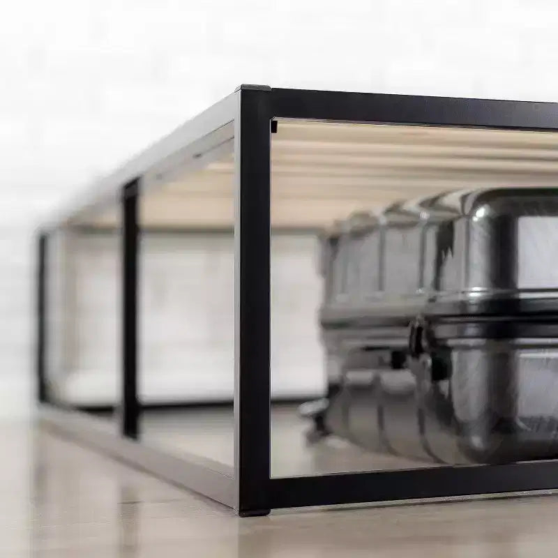 Estructura de cama con plataforma de madera negra – No necesita somier, 1 persona, desde individual hasta king