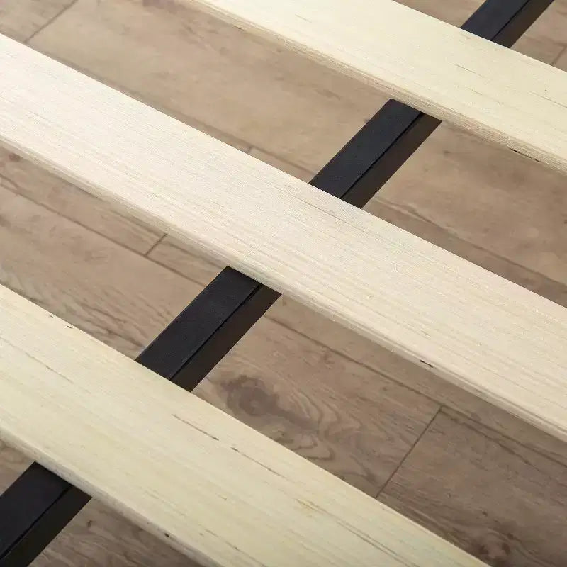 Estructura de cama con plataforma de madera negra – No necesita somier, 1 persona, desde individual hasta king