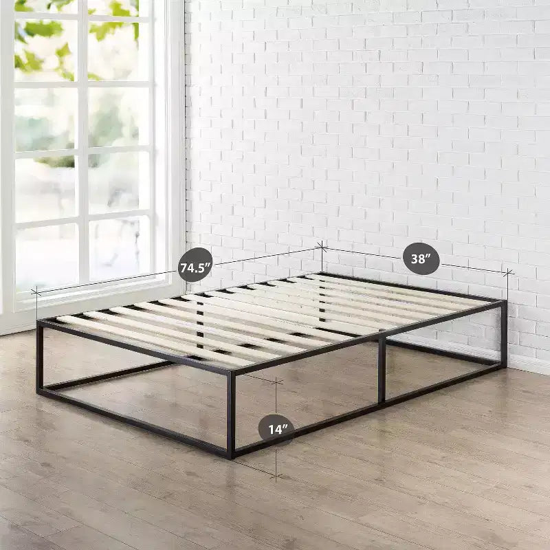 Estructura de cama con plataforma de madera negra – No necesita somier, 1 persona, desde individual hasta king