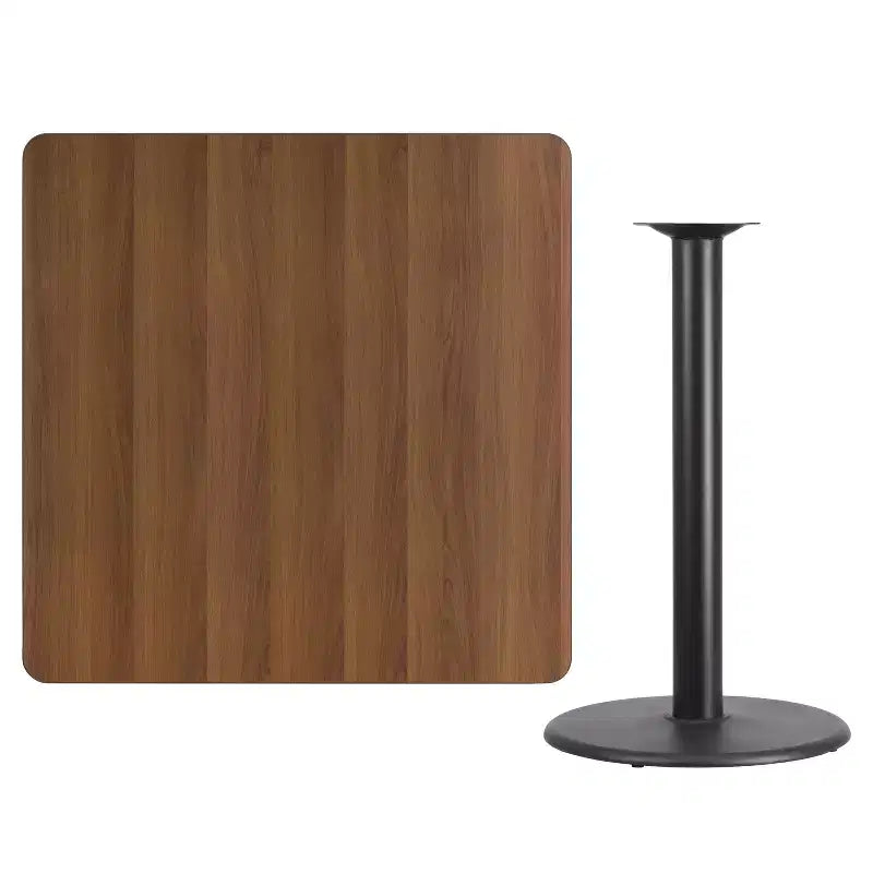 Mesa laminada cuadrada de 42" para bar, capacidad para 8 personas, negro / caoba / natural / nogal