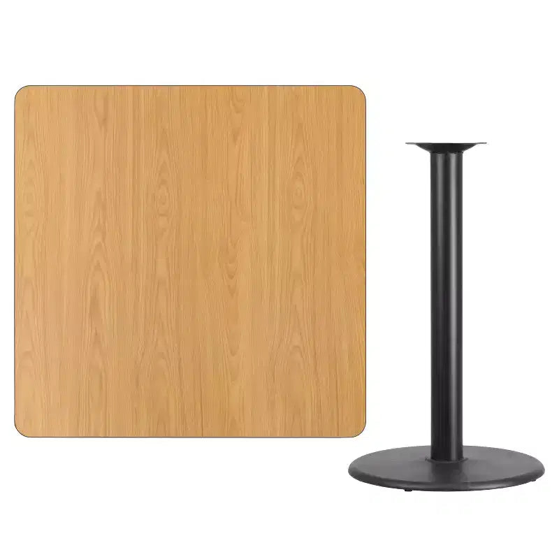 Mesa laminada cuadrada de 42" para bar, capacidad para 8 personas, negro / caoba / natural / nogal