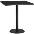 Mesa laminada cuadrada de 42" para bar, capacidad para 8 personas, negro / caoba / natural / nogal