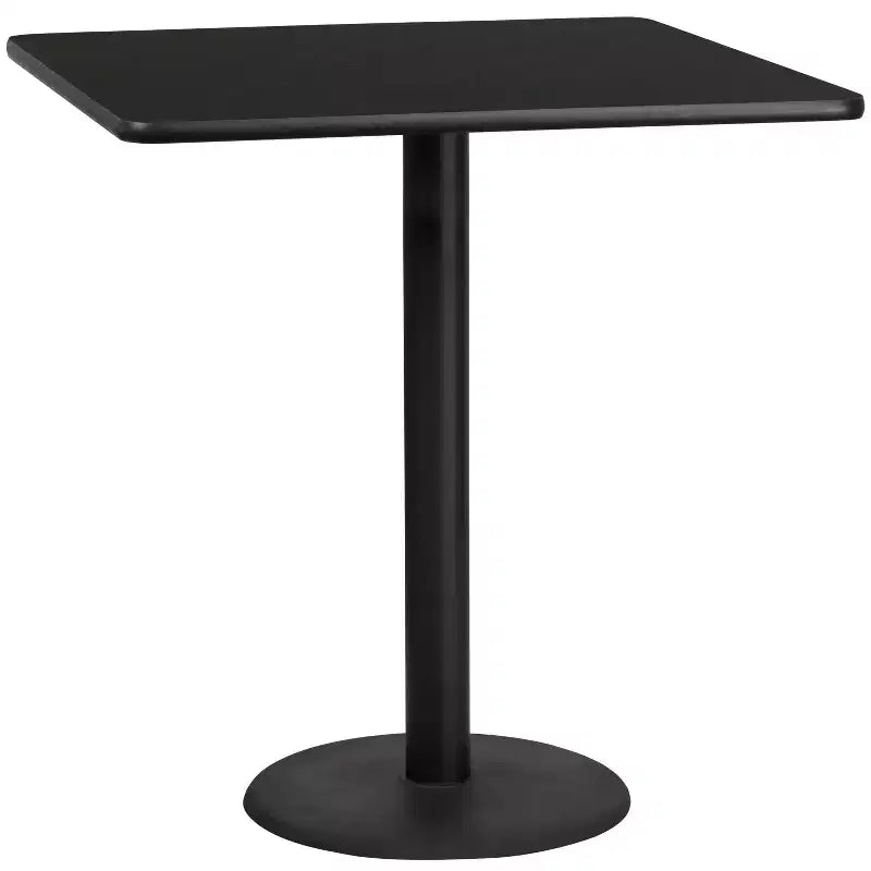 Mesa laminada cuadrada de 42" para bar, capacidad para 8 personas, negro / caoba / natural / nogal