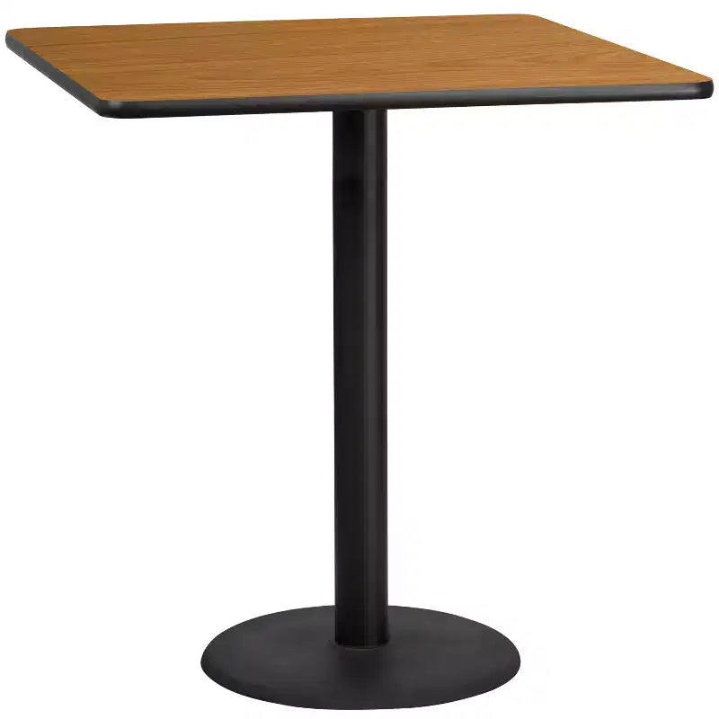 Mesa laminada cuadrada de 42" para bar, capacidad para 8 personas, negro / caoba / natural / nogal