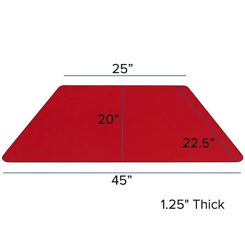 Mesa de actividad trapezoidal roja/amarilla - Altura ajustable, capacidad para 1–2 personas