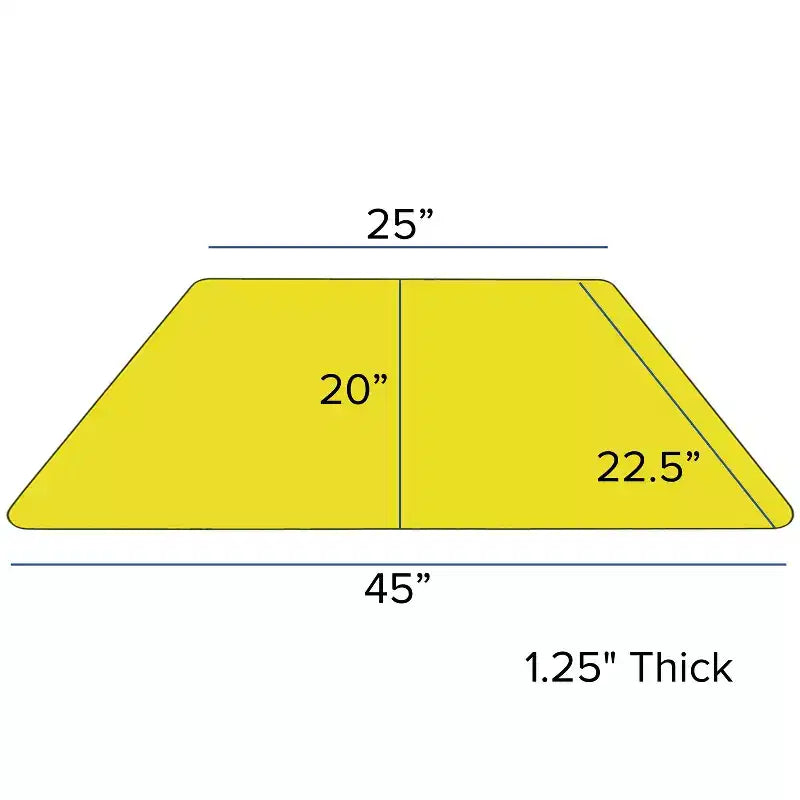 Mesa de actividad trapezoidal roja/amarilla - Altura ajustable, capacidad para 1–2 personas