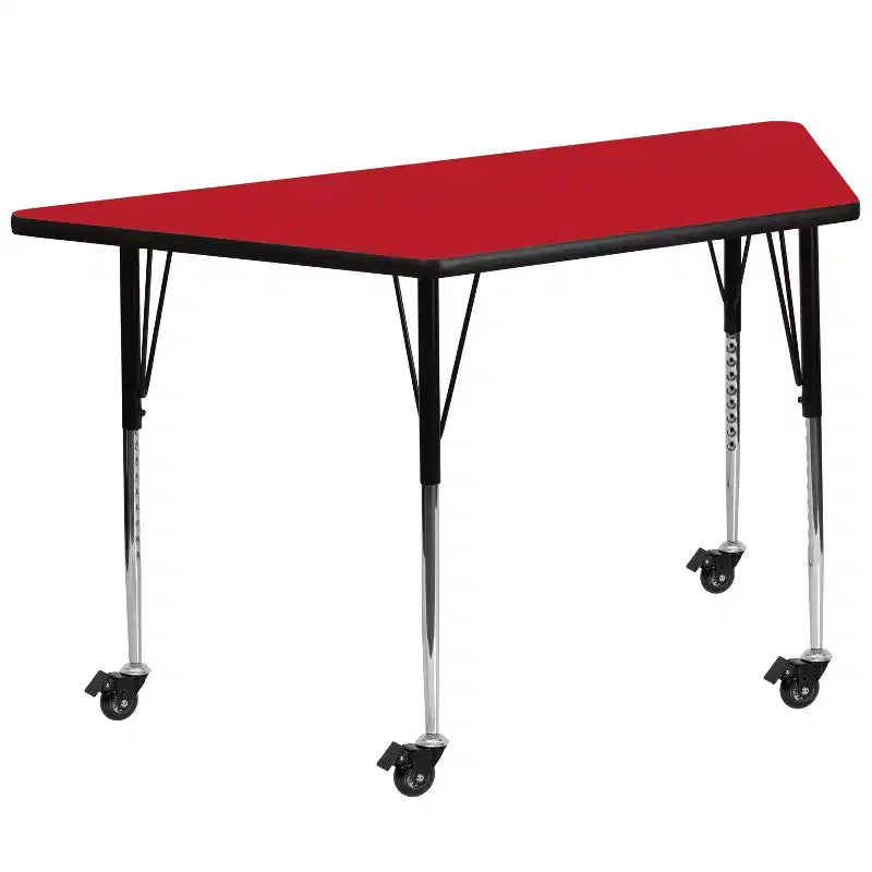 Flash Furniture Mobile 22.5''W x 45''L Trapezoid HP Laminate Activity Table - Standard Height Adjustable Legs
