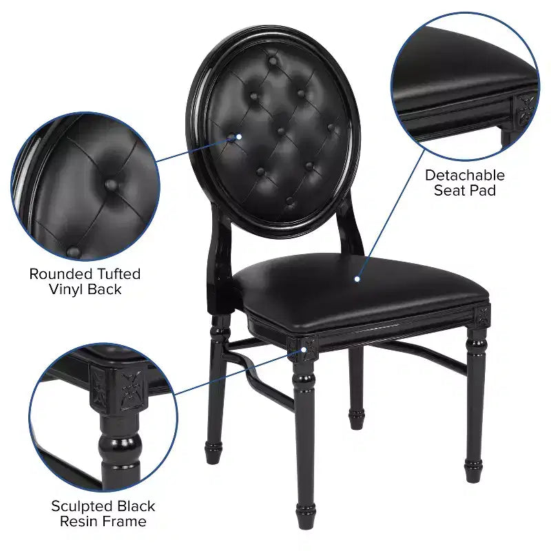 Silla de comedor auxiliar de vinilo con mechones, asiento individual, capacidad de 408 kg