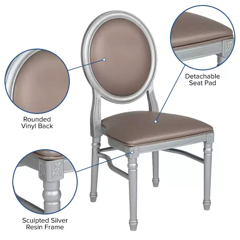 Silla de comedor auxiliar de vinilo con mechones, asiento individual, capacidad de 408 kg
