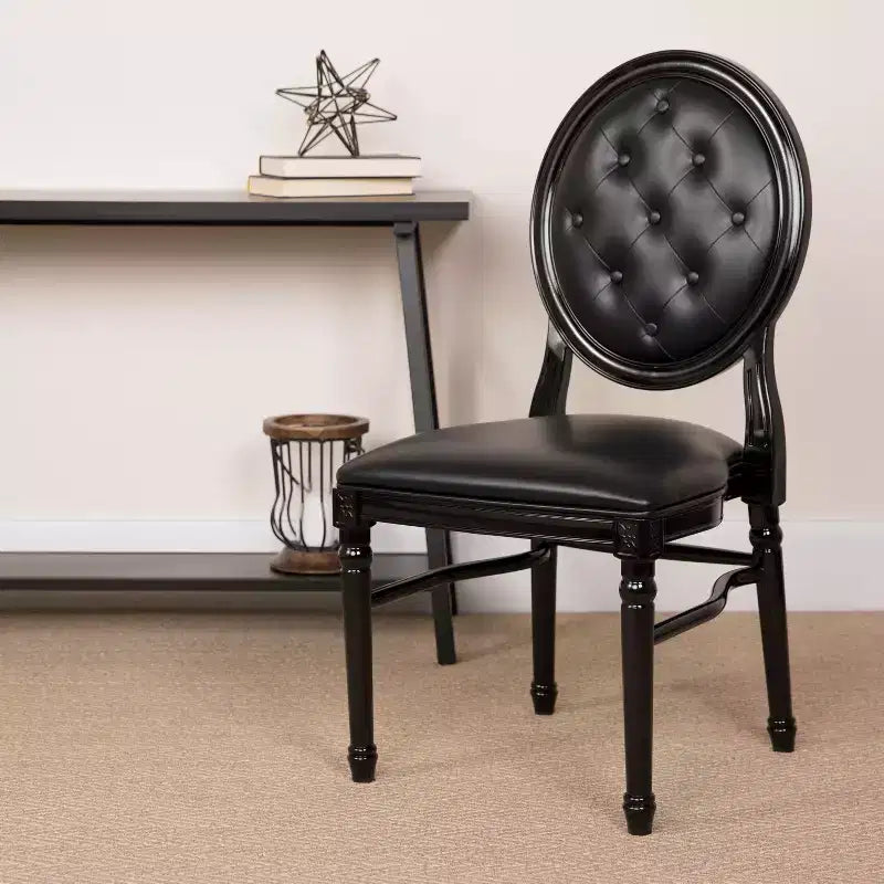 Silla de comedor auxiliar de vinilo con mechones, asiento individual, capacidad de 408 kg
