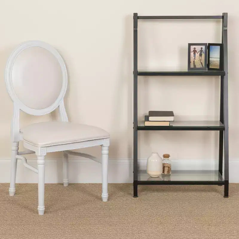 Silla de comedor auxiliar de vinilo con mechones, asiento individual, capacidad de 408 kg