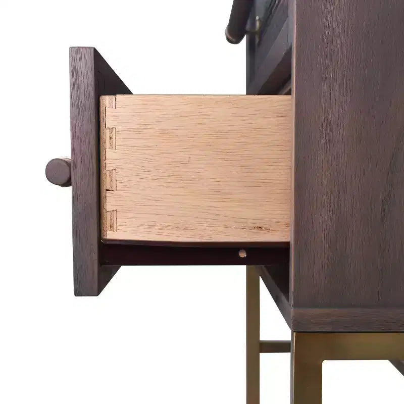 Mesita de noche de mimbre gris de 1 cajón - Individual