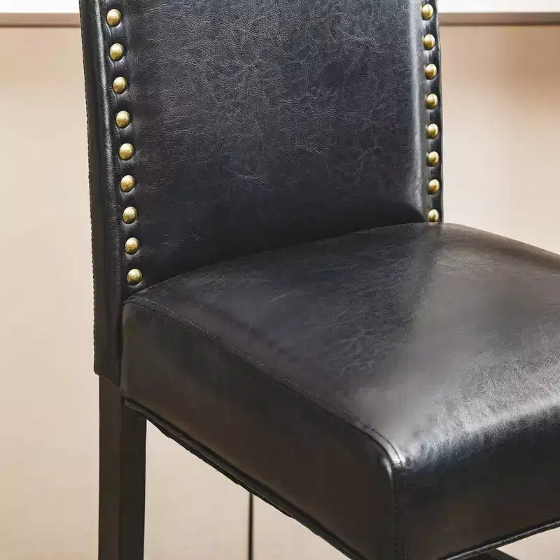 Taburete de bar de altura de mostrador de piel sintética marrón, juego de 2