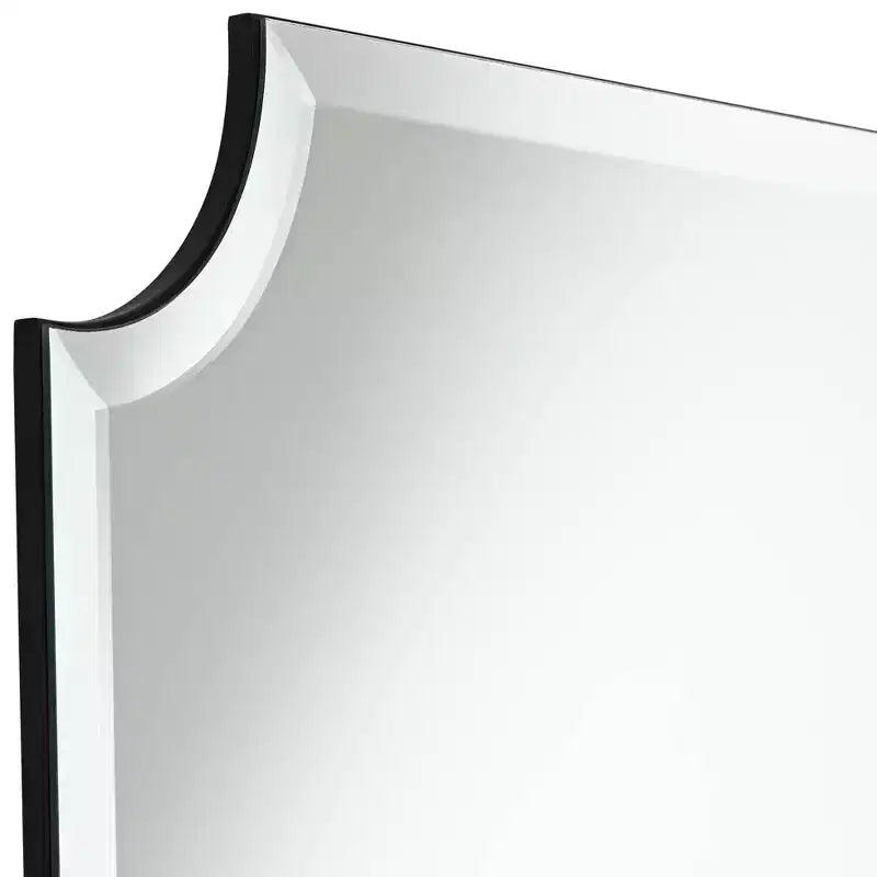 Espejo de pared rectangular plateado sin marco con esquinas cortadas